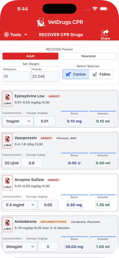 VetDrugs CPR App