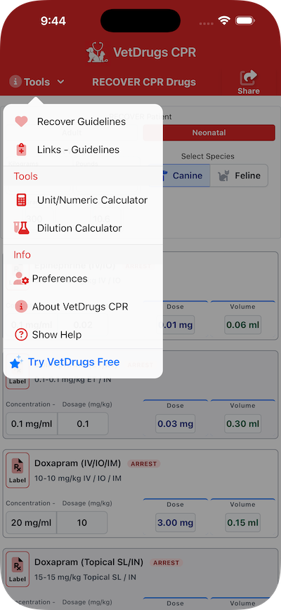 CPR drug calculator